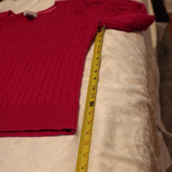 JCPenny Size Petite Extra Large Cable Knit V Neck Fuchsia Sweater - Picture 7 of 11